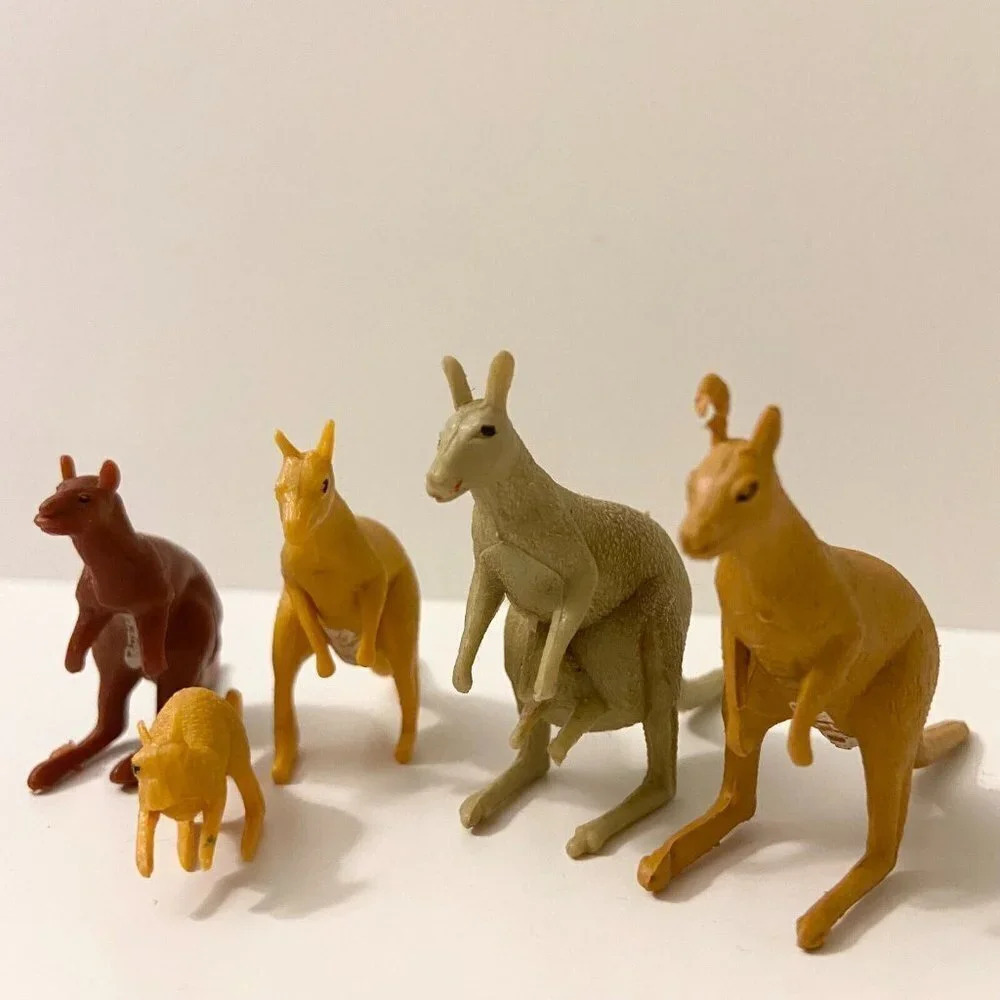 Vintage Lot of 5 Kangaroo Plastic Toys Hong Kong